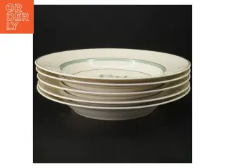Grøn Melodi.  Sæt af porcelænstallerkener med blomsterdesign fra Royal Copenhagen (str. Ø. 24,5 cm)