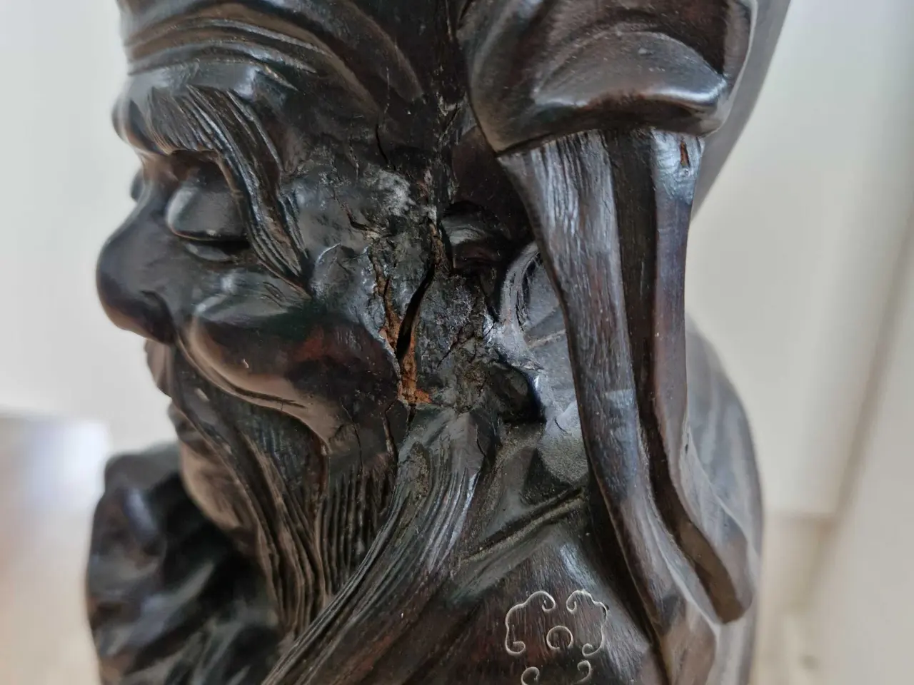 Billede 7 - Antik kinesisk træfigur/lampe 