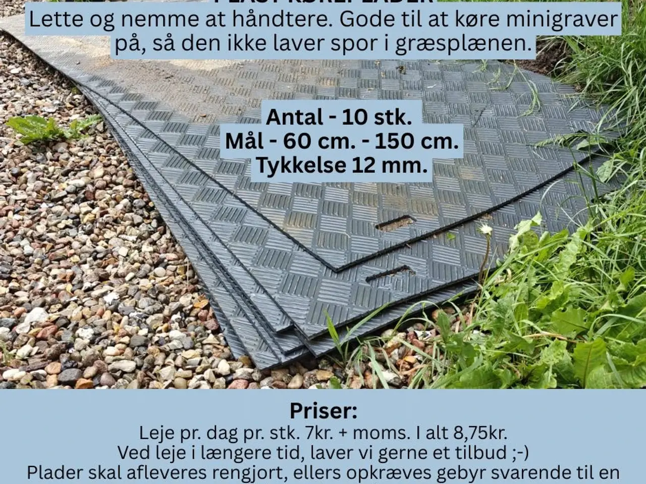 Billede 1 - Køreplader til leje, 7 kr ex moms pr. stk pr. dag