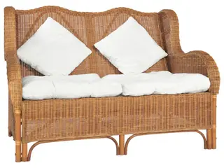 2-personers sofa naturlig rattan og hør lysebrun