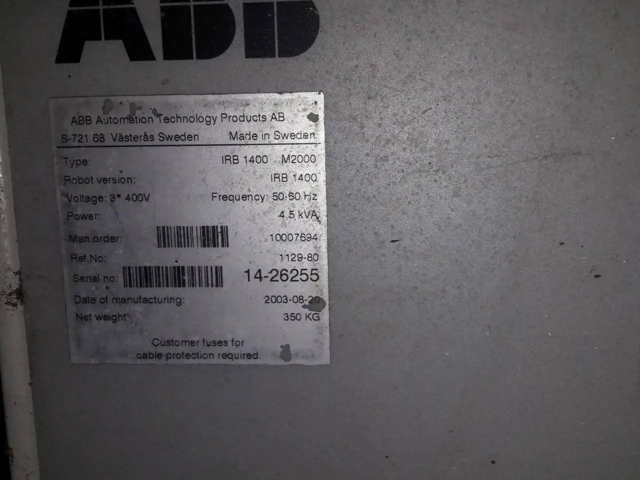 Billede 9 - Robot arm ABB IRB 1400