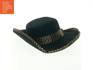 Sort cowboyhat med guldbånd (str. Ø 40. cm)