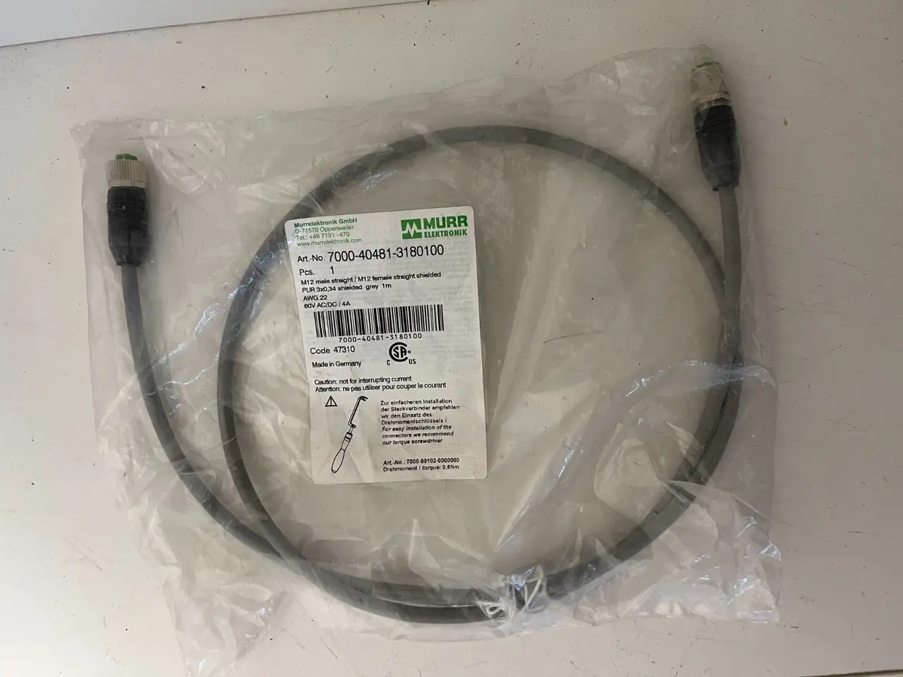 Billede 2 - Murrelektronik 7000-40481-3180100 M12 Shielded 1m