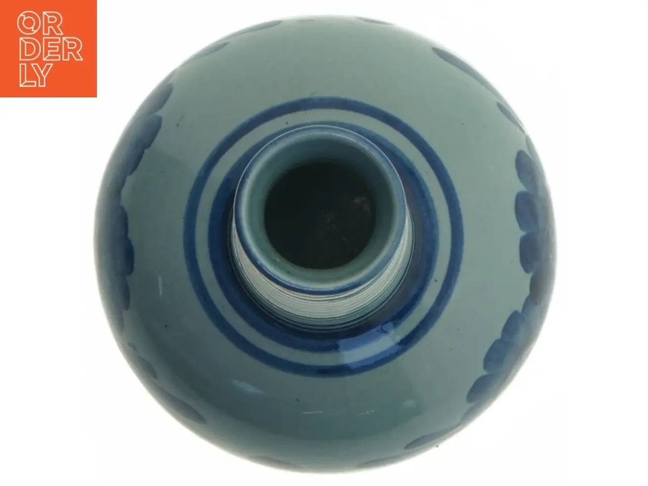 Billede 3 - Aksini Keramisk vase med blåt blomstermønster (str. Ø. 4,5 cm. længde. 22 cm)