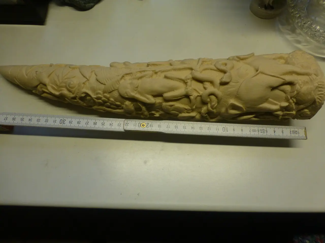 Billede 1 - "Stødtand" Stor Udskåret 40cm Deko M/Dyr Ben Look