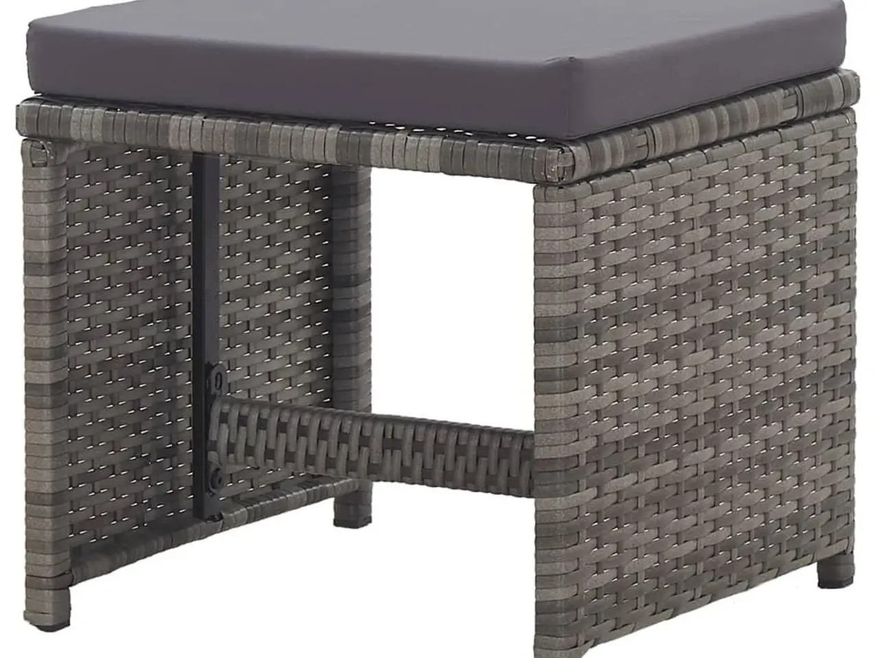 Billede 4 - Havetaburetter med hynder - 2 stk., polyrattan, antracitgrå