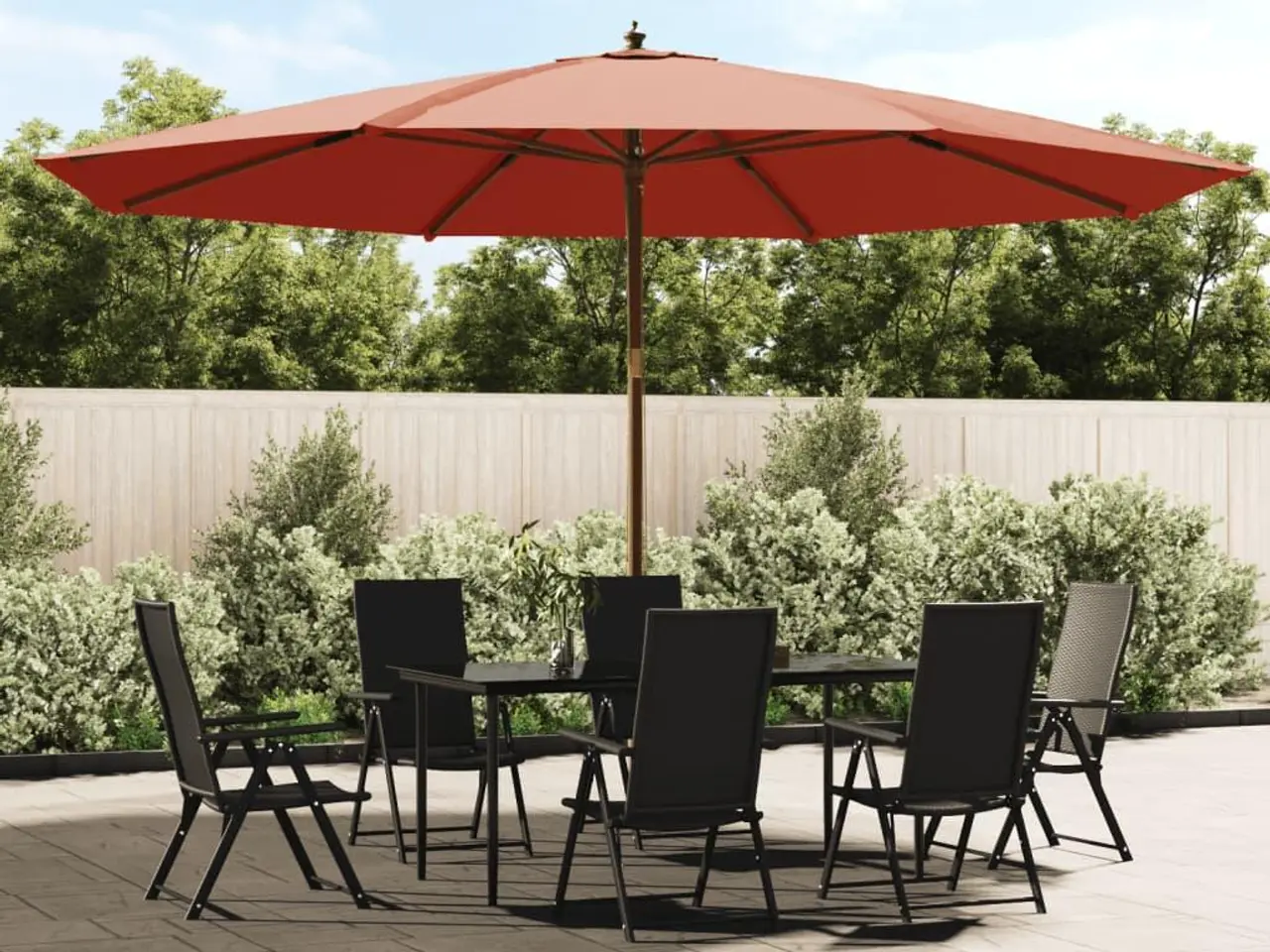 Billede 1 - Haveparasol med træstang 400 × 273 cm - terrakotta