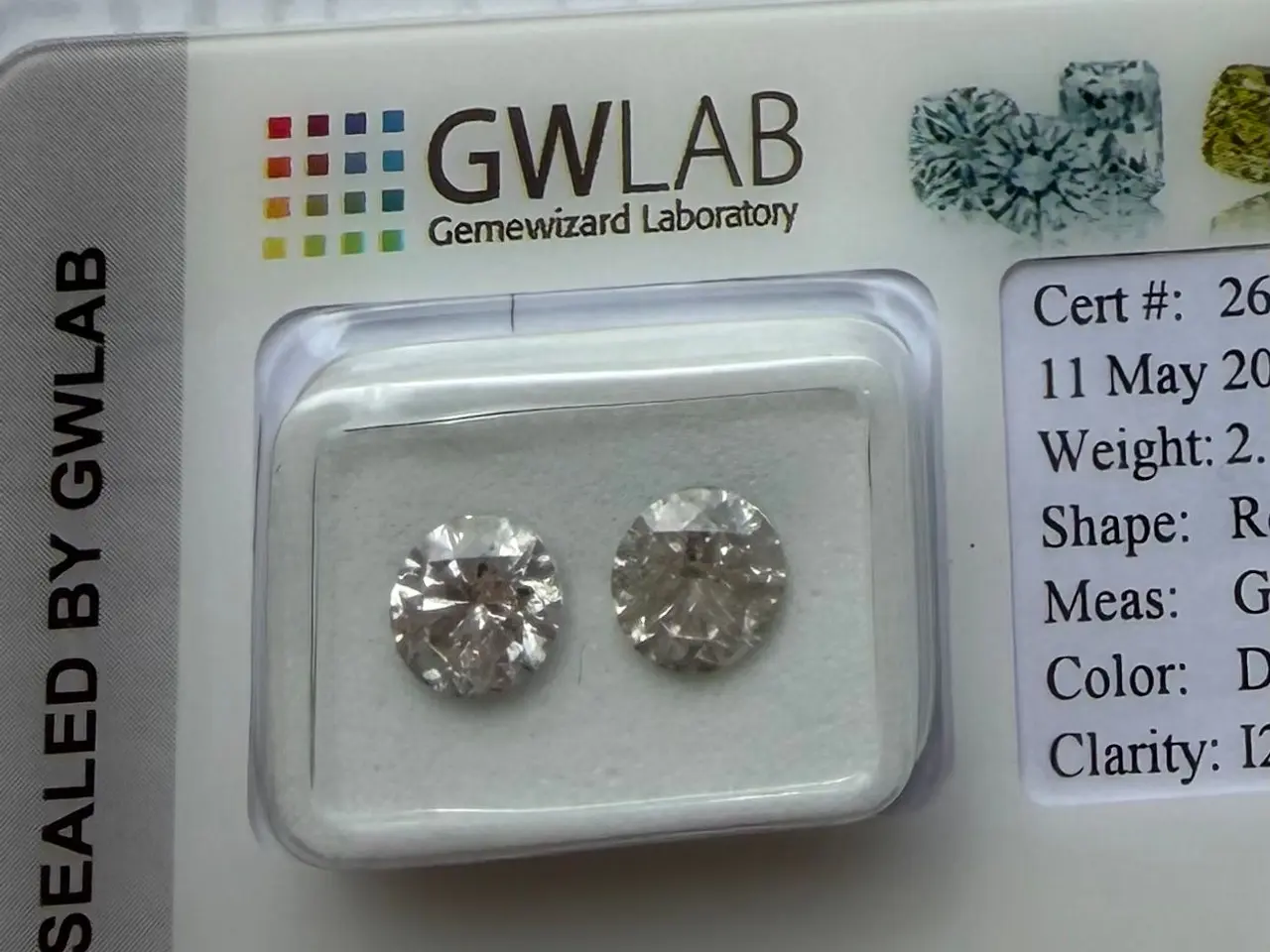 Billede 1 - 2.11 CT Diamanter m. certifikat – D-F farve