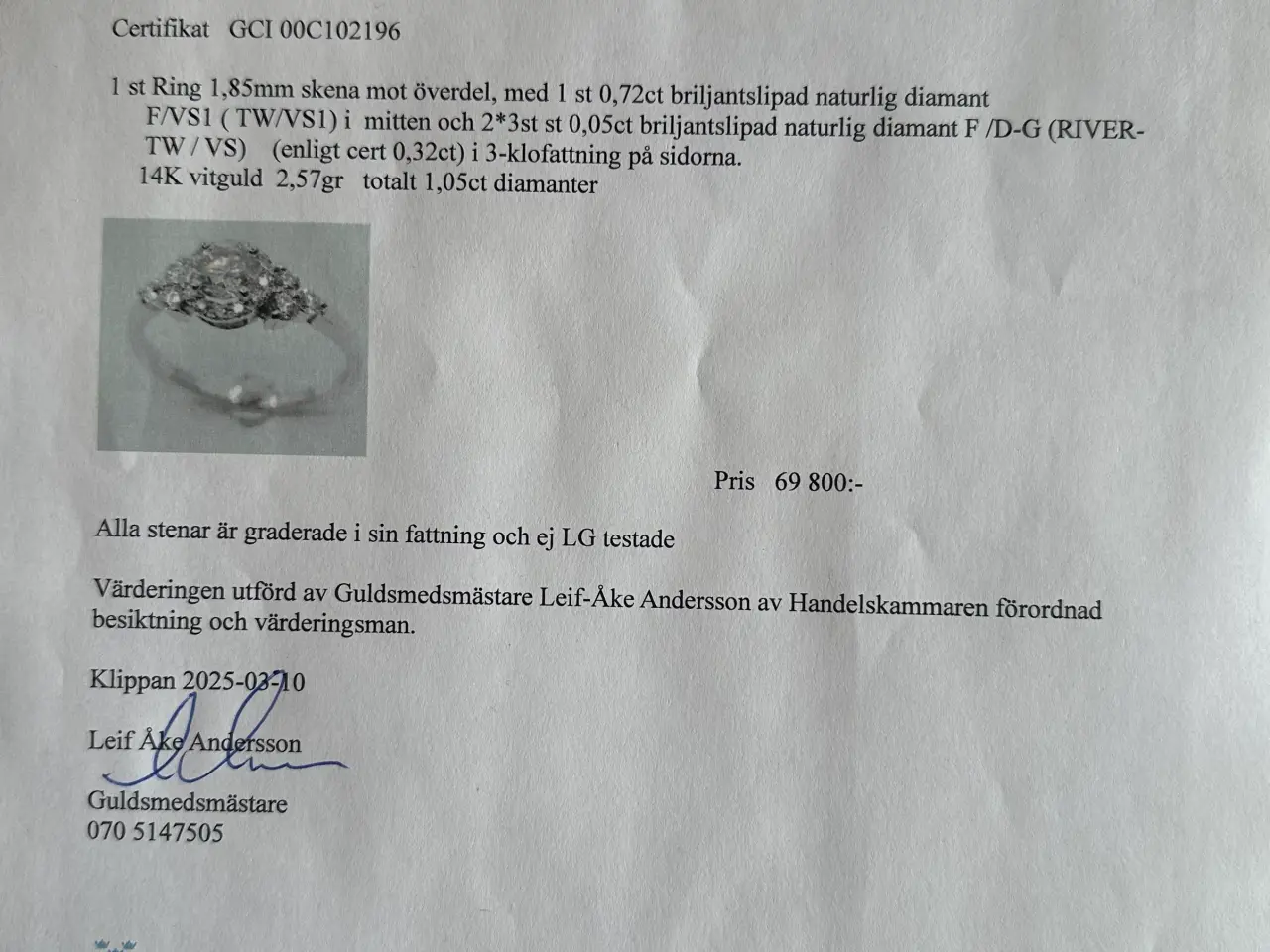 Billede 7 - Naturlig Diamantring 1,04ct