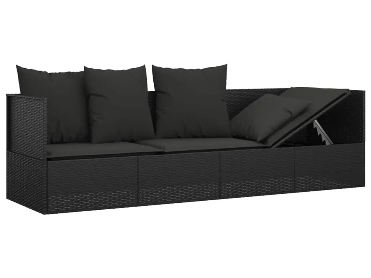 Billede 6 - Loungesofa til udendørs brug med hynder i polyrattan - sort