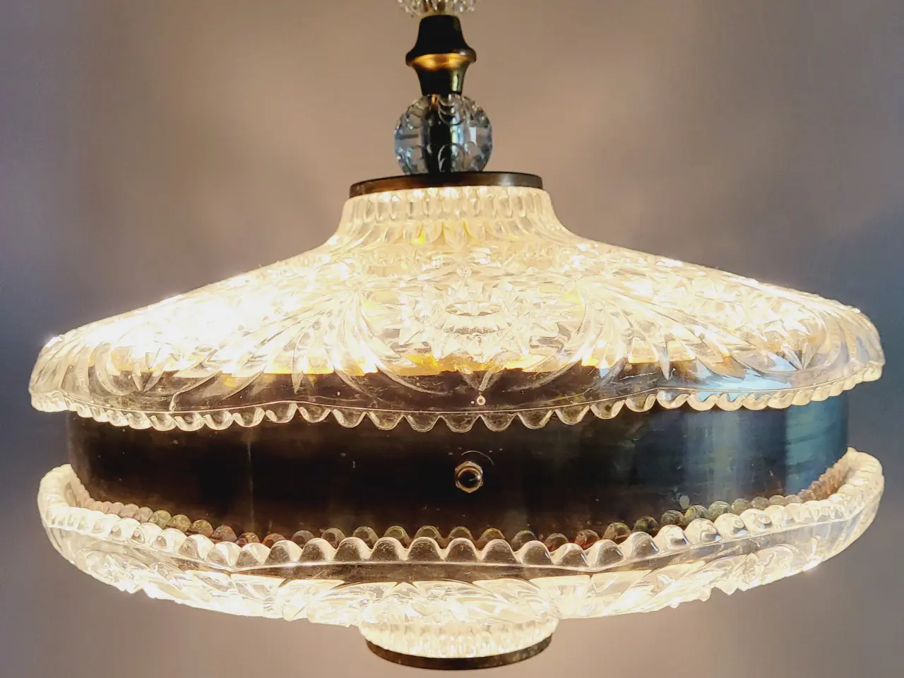 Billede 1 - ⭐️· Stor Vintage Loftslampe i Støbt Krystalglas