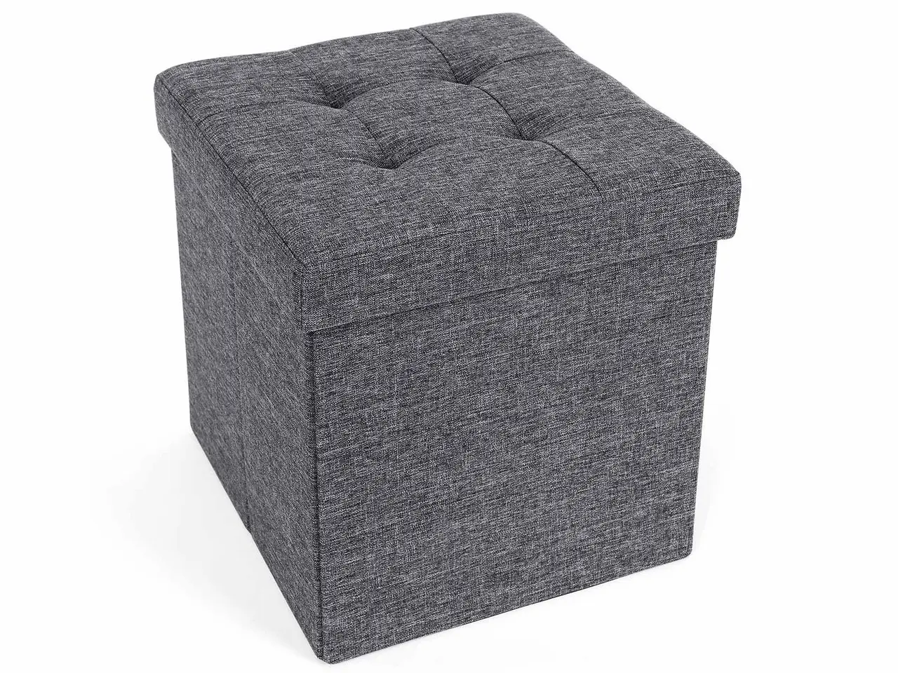 Billede 1 - Opbevaringspuf med låg 38 × 38 × 38 cm, mørkegrå tekstil