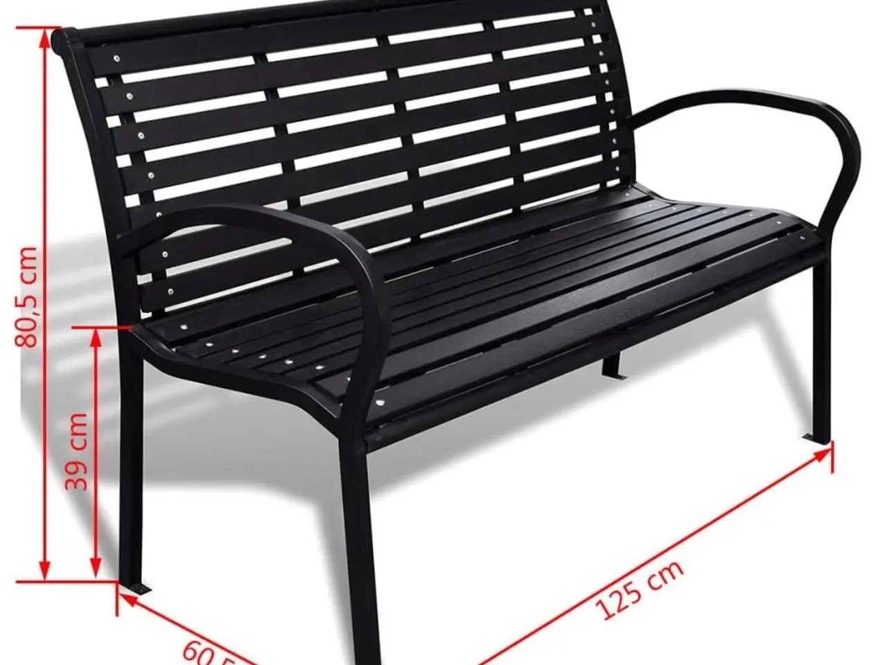 Billede 5 - Havebænk 125 cm i stål og WPC - sort