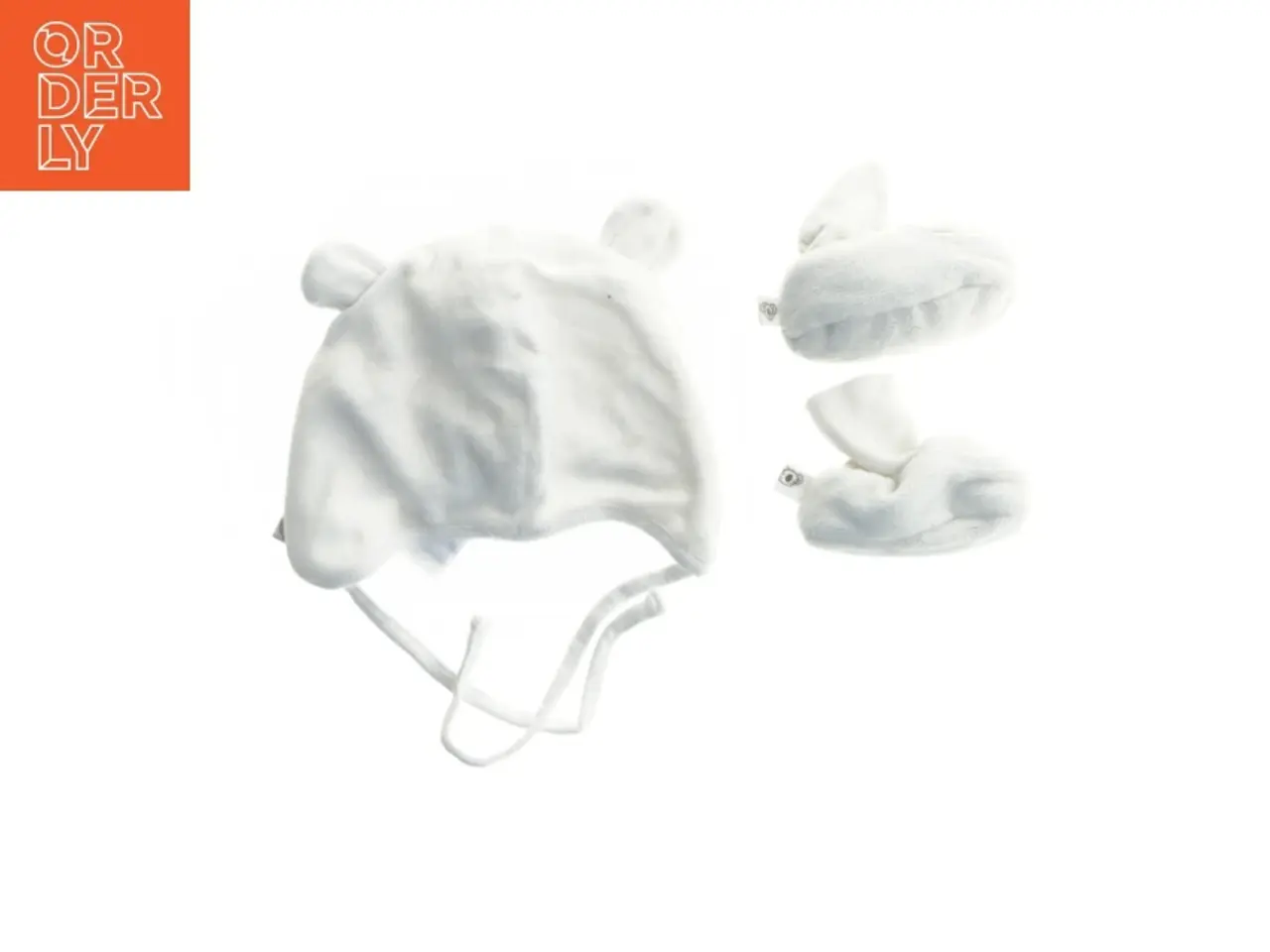Billede 2 - Hvid babyhue og vanter fra H&M (str. 56)