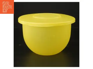 Gul plastskål med låg fra Tupperware (str. Ø 18 cm)