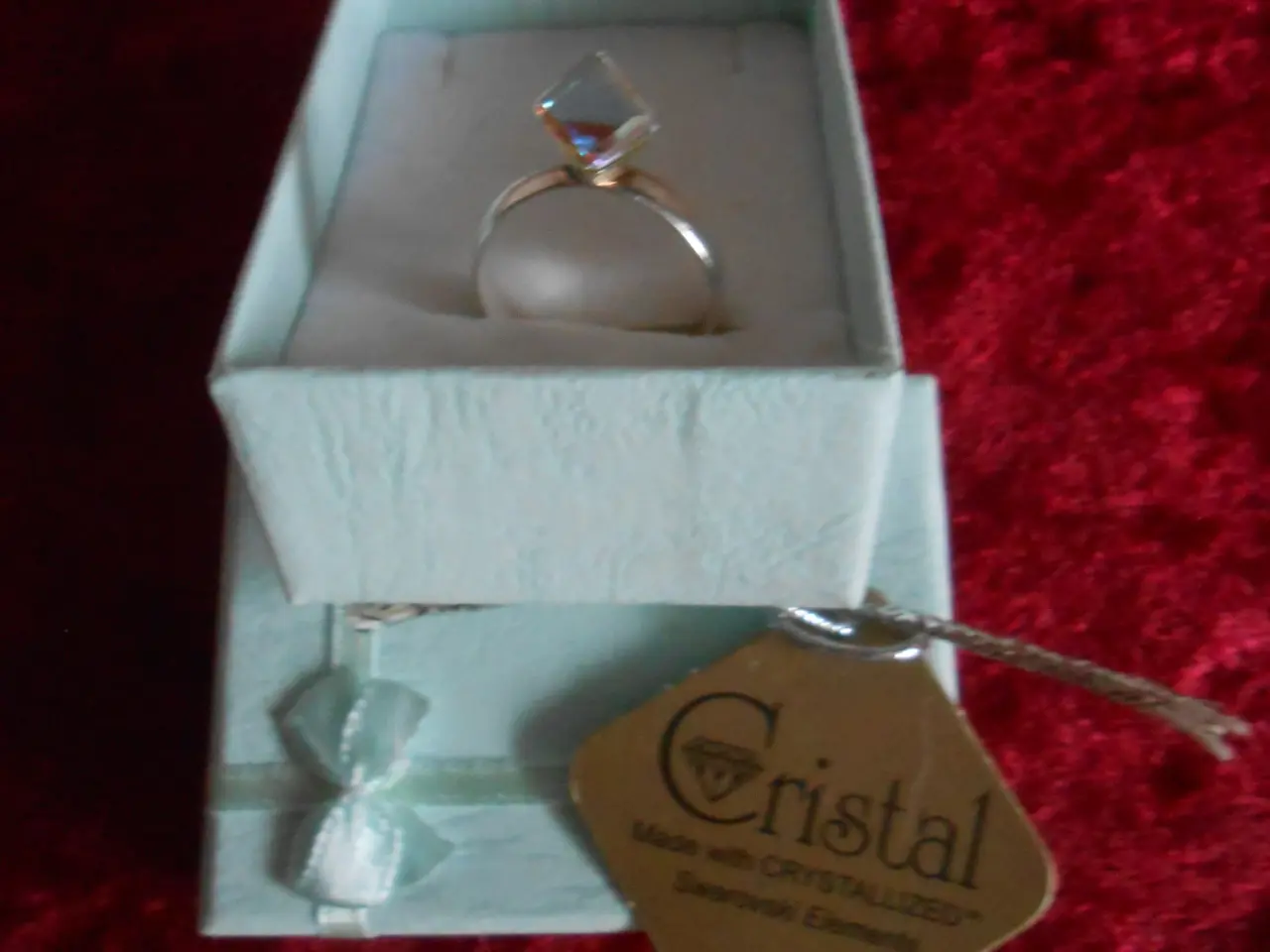 Billede 1 - Regulerbar Swarovski Cristal og Sølv Ring.