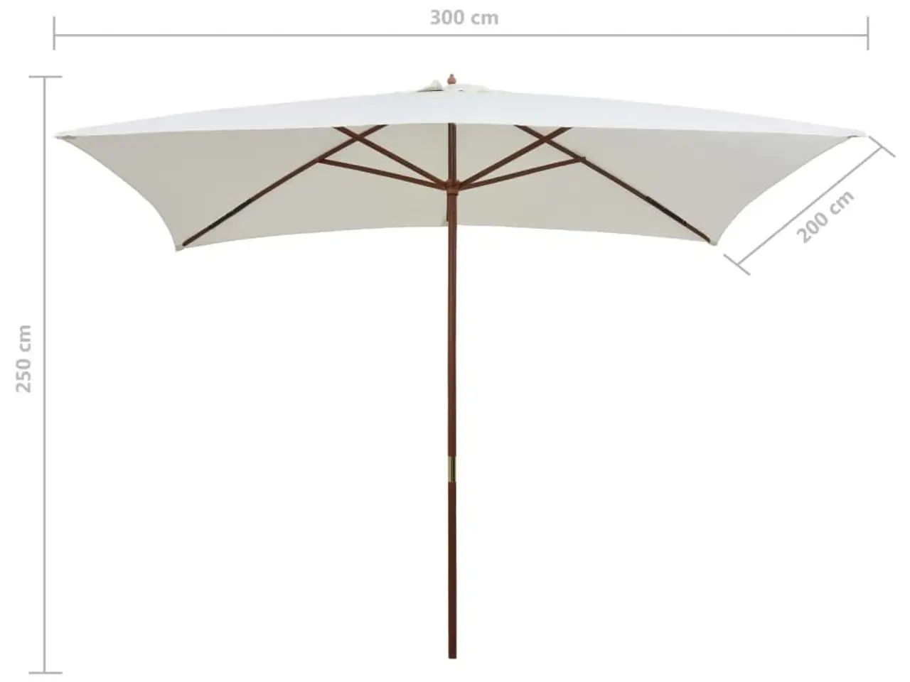 Billede 7 - Parasol 200x300 cm træstang cremehvid