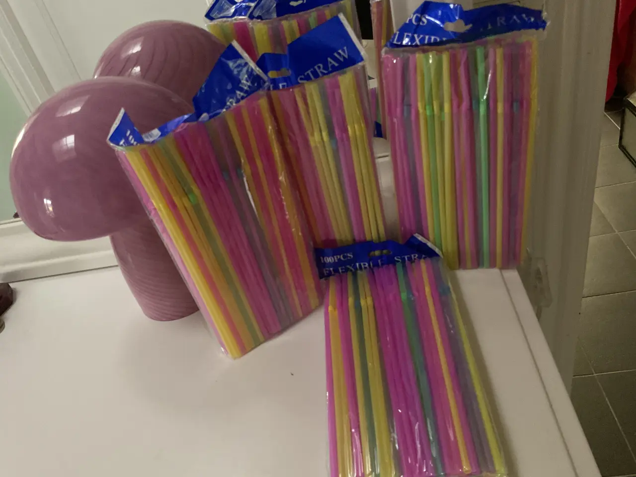 Billede 2 - 4 x 100 stk. = 400 stk. Plastik Sugerør med knæk