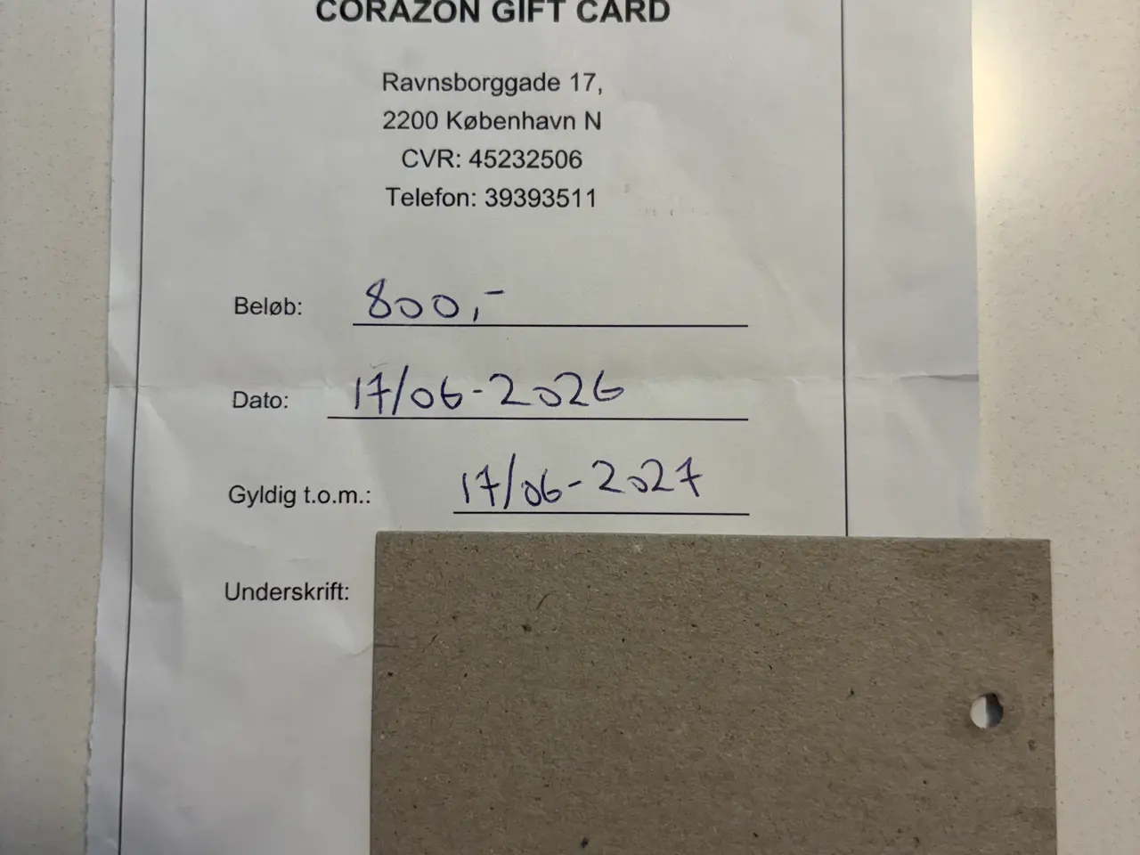 Billede 1 - Tilgodeseddel til Corazon kr 800 (MODE-TØJ)