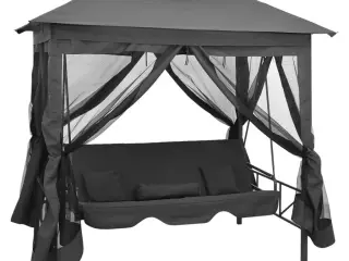 Konvertibel gyngesofa baldakin 220x160x240 cm stål antracitgrå