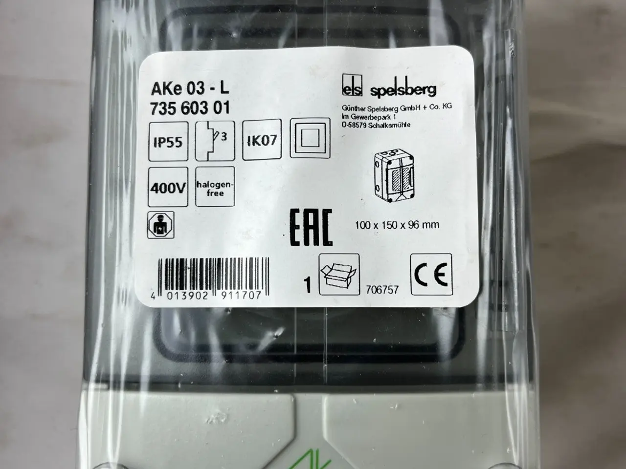 Billede 4 - Spelsberg AKe 03-L 73560301 IP55 3 modul kabinet