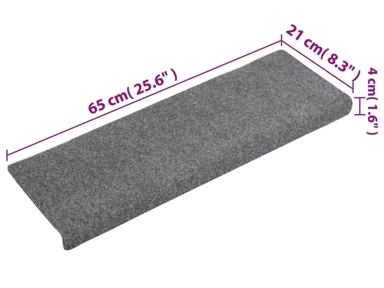 Billede 7 - Trappemåtter selvklæbende 15 stk. 65x21x4 cm lysegrå rektangulær kant
