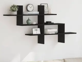 Væghylde 124,5x18x60,5 cm konstrueret træ sort egetræsfarve