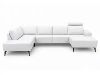 Hjort Knudsen Copenhagen Hvid Læder U-sofa - Højrevendt