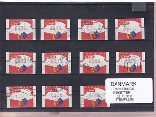 Danmark - Frankeringsetiketter C 2 - 11 Stk. Stemplede