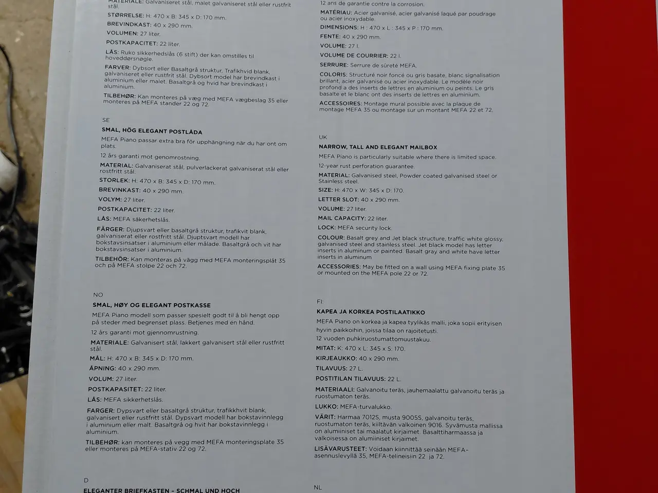 Billede 2 - Mefa piano postkasse
