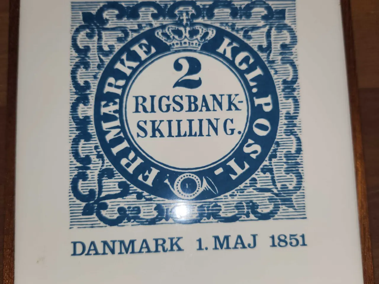 Billede 14 - 4.stk. Antikke frimærke platter med træ ramme