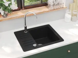 Køkkenvask enkelt vask granit sort
