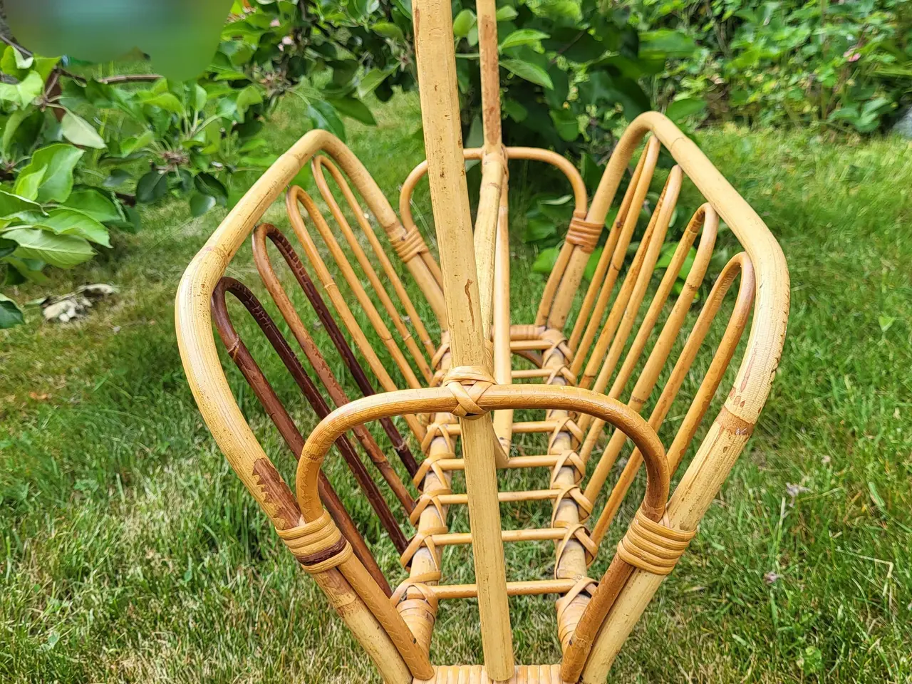Billede 2 - Flettet retro avisholder i rattan bambus
