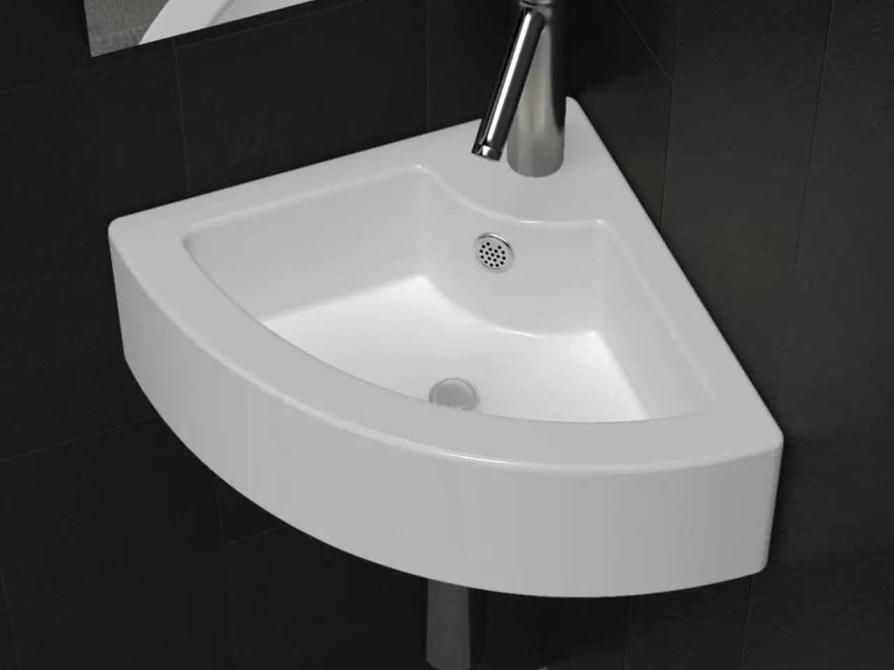 Billede 1 - Hjørnevask i keramik med overløb 45 × 32 × 12,5 cm - hvid