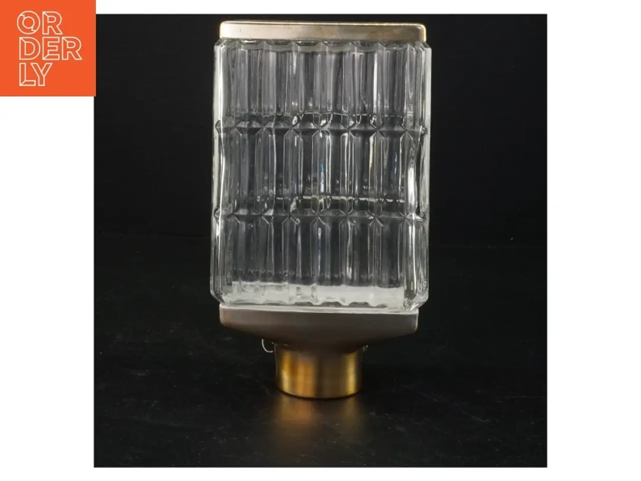 Billede 2 - Glas vase karaffel med metal top og bund (str. 19 x 11 x 7 cm)