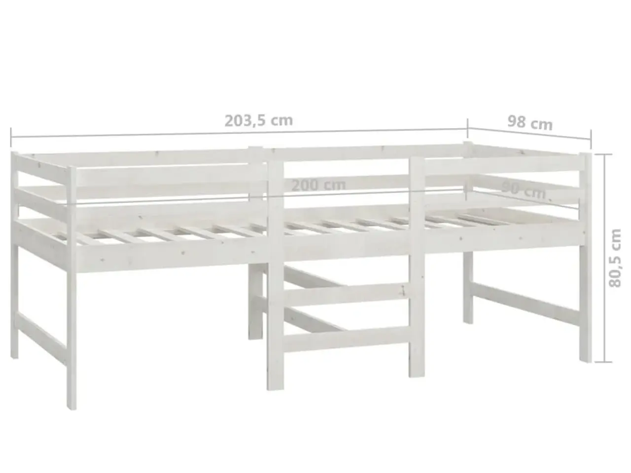 Billede 6 - Sengeramme uden madras 90x200 cm massivt fyrretræ hvid