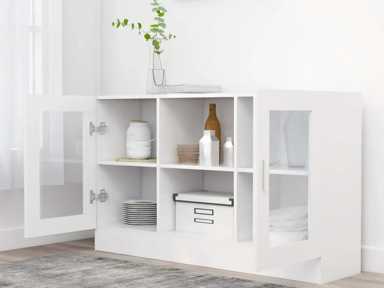 Billede 3 - Vitrineskab 120x30,5x70 cm konstrueret træ hvid