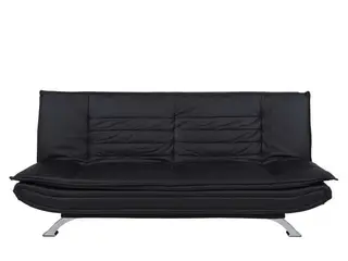 Faith sovesofa læderlook sort PU200 ben metal krom L196cm