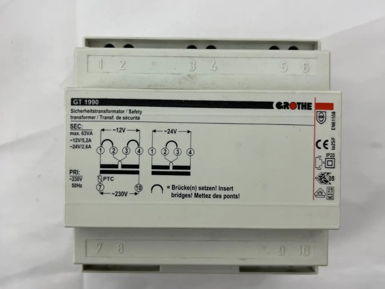 Billede 2 - Grothe GT 1990 Safety Transformer 12/24V 5.2/2.6A
