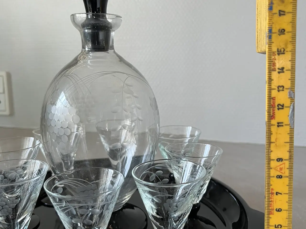 Billede 1 - Bakke med karaffel og 8 glas