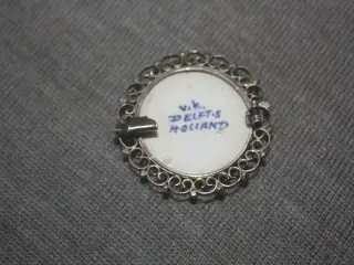 Vintage Delft's Vindmølle Broche diam 3,4 cm