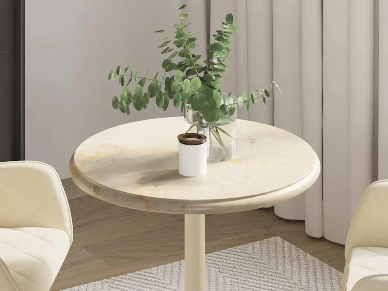Billede 3 - Rund bordplade Ø50 x 2,5 cm - marmor, cremefarvet