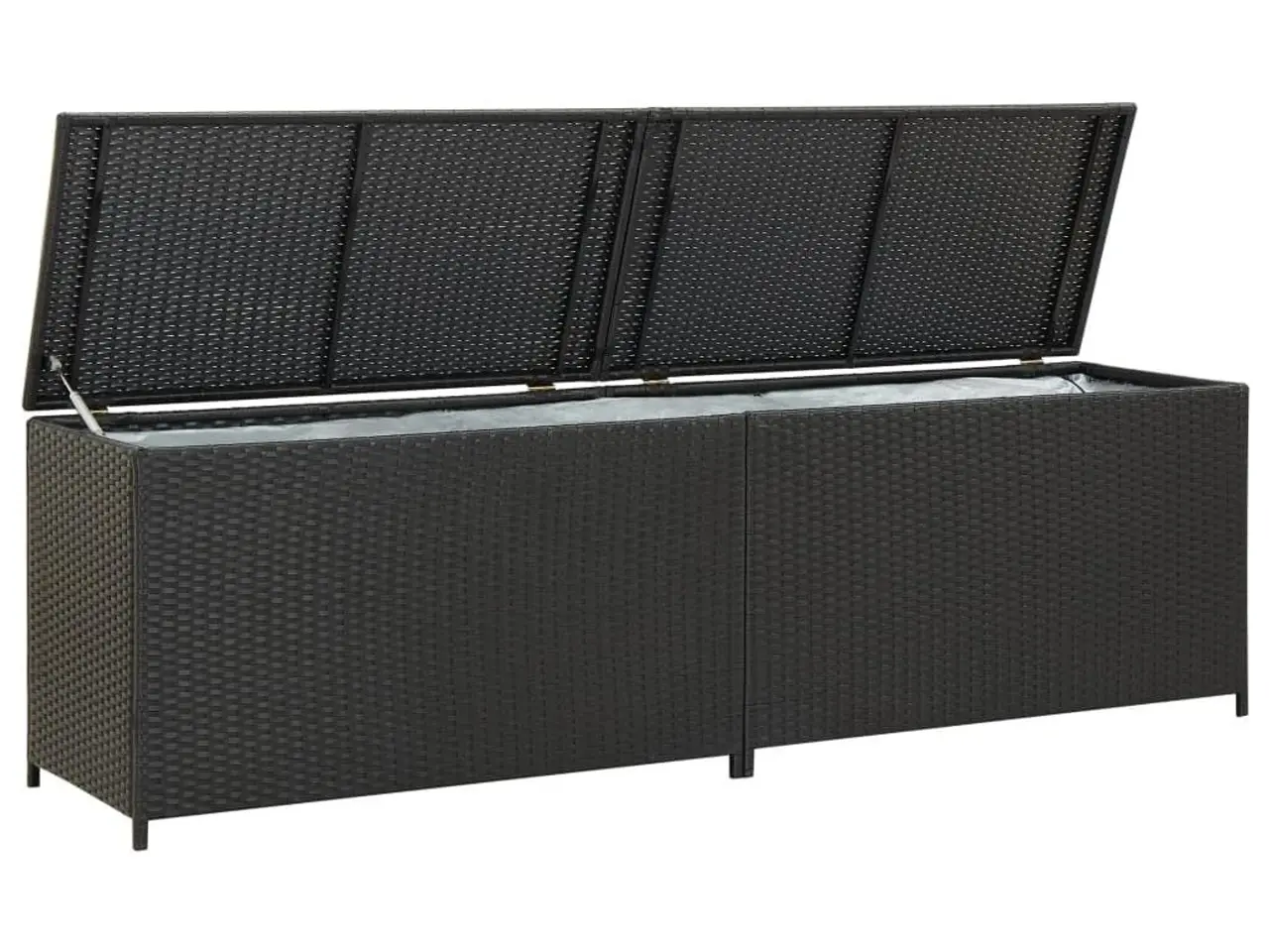 Billede 1 - Opbevaringskasse til haven 200 × 50 × 60 cm - polyrattan, sort