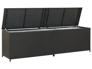 Opbevaringskasse til haven 200x50x60 polyrattan sort