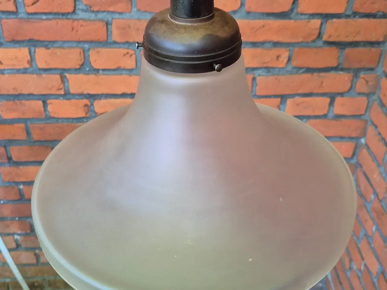Billede 6 - Flot retrolampe i gråtonet glas