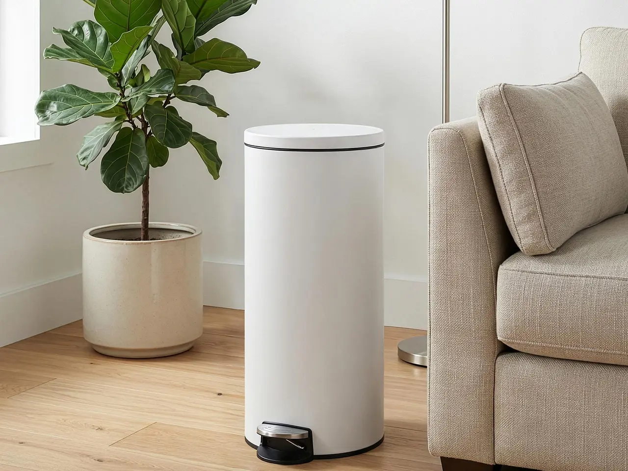 Billede 5 - Pedalspand 30 l rund - Cloud White