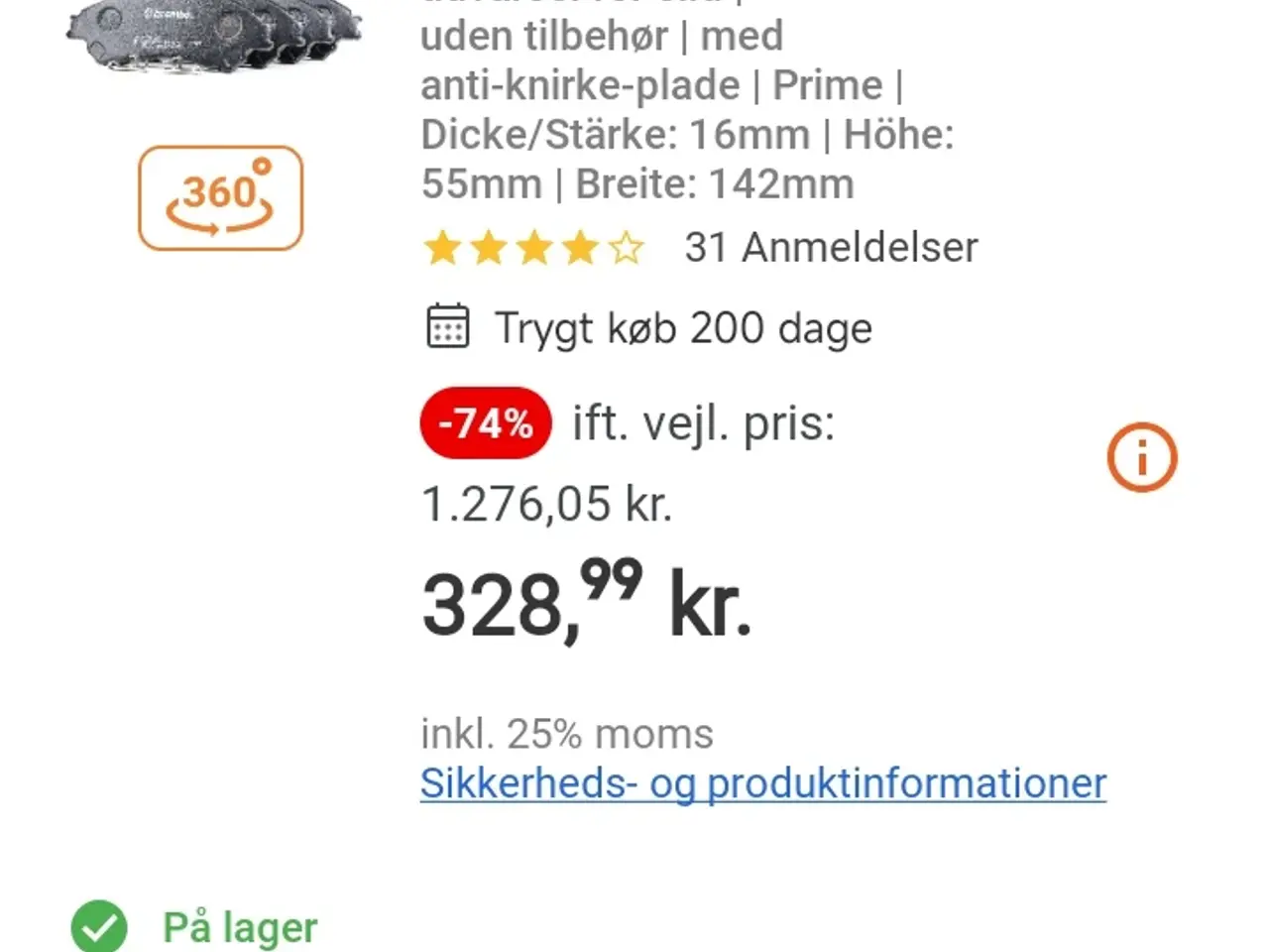 Billede 2 - Bremseskiver og bremseklodser