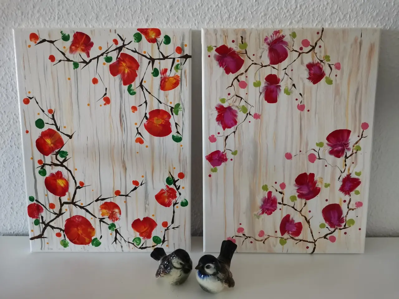 Billede 1 - Akrylmalerier m/sommerblomster i fluid art