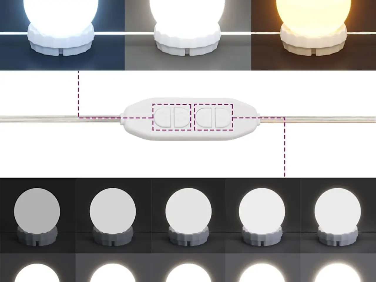 Billede 9 - Makeupbord med LED-lys 100x40x130 cm hvid