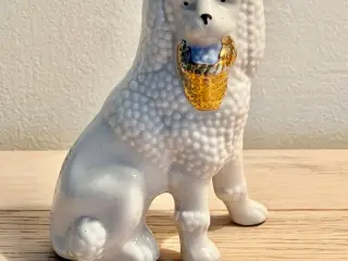 Antik puddelfigur af porcelæn